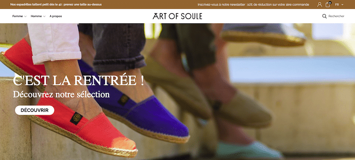 Capture du site e-commerce AOS, marque d’espadrilles à Biarritz, présentant l’optimisation par notre agence web biarritz et l’amélioration de l’expérience utilisateur