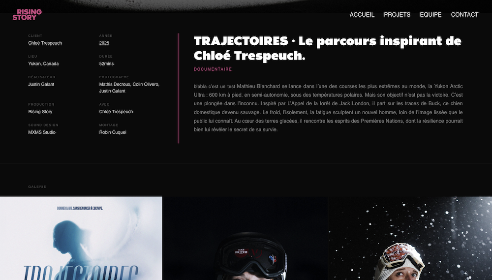 Exemple de page projet-rising-story